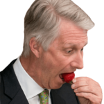 Roi Philippe qui mange une fraise en stoemelings