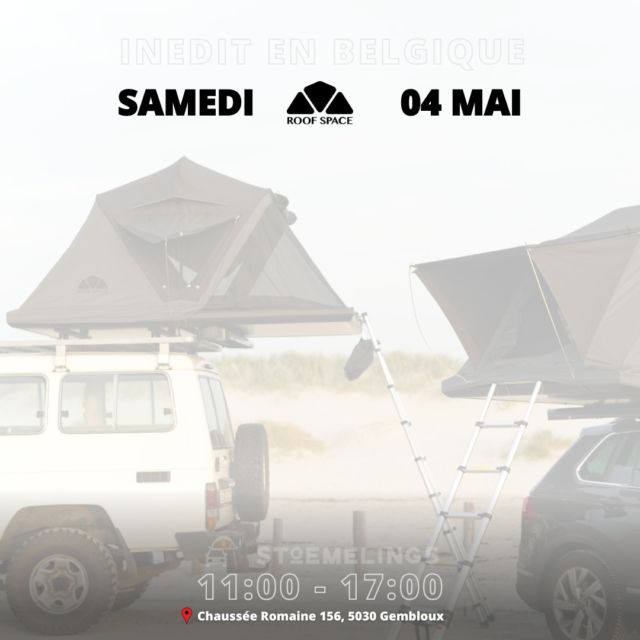 📆 4 MAI - PORTES OUVERTES - INAUGURATION ROOF SPACE II 💥

Venez découvrir le samedi 4 mai la toute nouvelle tente allemande qui débarque en Belgique @roofspace_official et qui révolutionne le marché de la tente de toit 🇩🇪

Vous comprendrez très vite pourquoi ce diamant brut est un game changer ! 💎

📆 Samedi 4 mai, 11:00-17:00 non stop
📍Stoemelings Gembloux : Chaussée Romaine 156, 5030 Gembloux
👊 Un bar est évidemment prévu

Au programme :
➡️ Présentation exclusive de la Roof Space II en présence de ses concepteurs
➡️ Démos en live
➡️ Découverte en exclusivité des premières annexes nouvelles génération pour tentes de toit
➡️ Des remises dingues et des cadeaux exclusifs durant l'événement @roofspace_official
➡️ Des réductions sur toutes les marques de notre catalogue de tentes et d'accessoires (notamment : @thule ,@sheepieproducts , @ecoflowtech , @goalzero etc.)

Plus d'infos sur : https://stoemelings.be/roofspace

Et plein d'autres suprises encore !

Venez profiter du soleil avec nous ☀️

_________________________

𝗦𝗧𝗢𝗘𝗠𝗘𝗟𝗜𝗡𝗚𝗦 🏕️
Un melting-pot d’aventures et de belgitude.

🇧🇪 ⛺ Vente et location de tentes de toit et d’équipements de plein air
🌐 www.stoemelings.be
📧 bonjour@stoemelings.be
📞 081 39 57 27
🏡 Gembloux || Durbuy

#roofspace #roofspaceofficial #dachzelt #daktent #daktenten #rooftoptent #tentedetoit #adventure #aventure